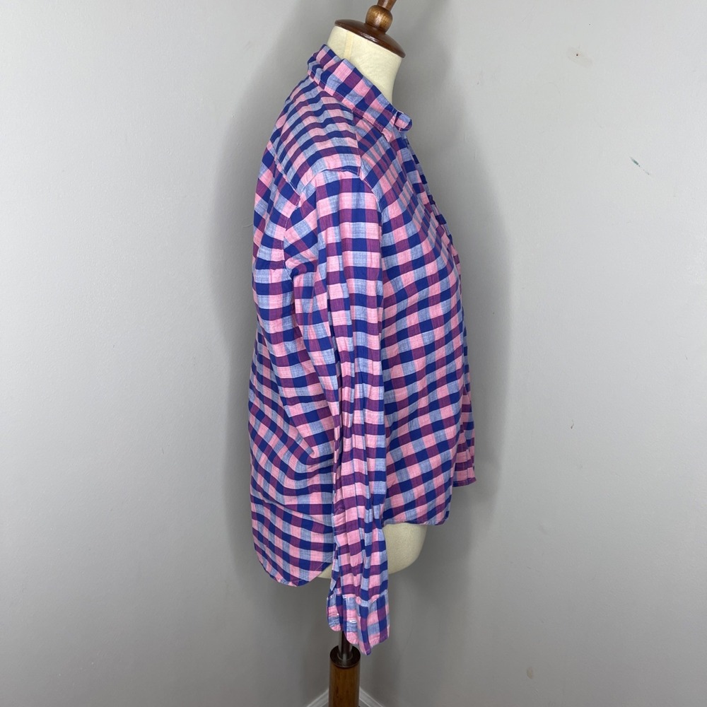 Frank & Eileen "Eileen" Cotton Long Sleeve Pink Blue Button-front Oxford XS - Picture 4 of 9
